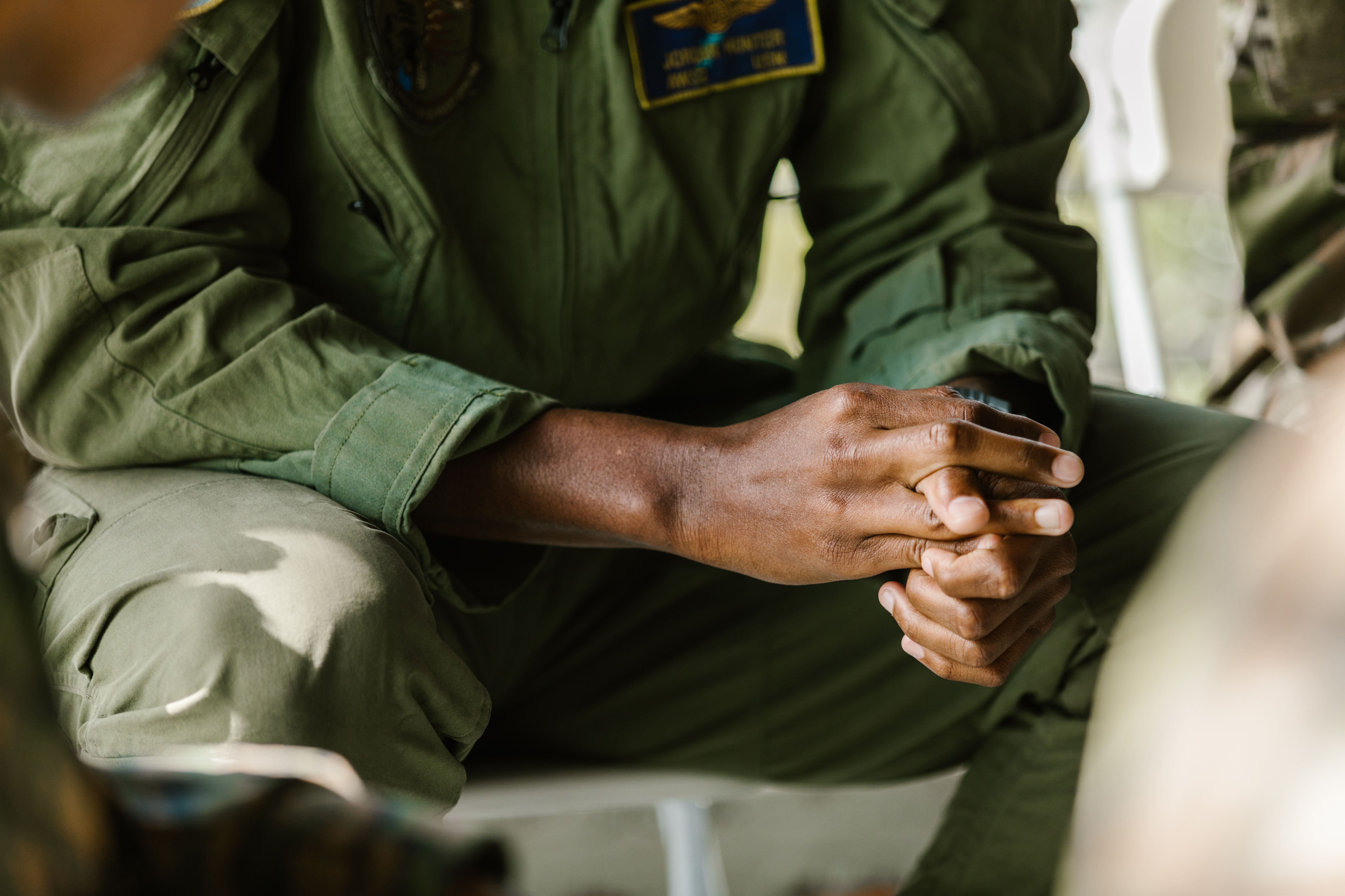 Service member speaking with a support professional about next steps